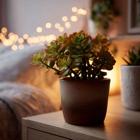 Jade plant - Set of 2 - Crassula ovata 'Sunset' - Height 15-20cm - Pot 17cm