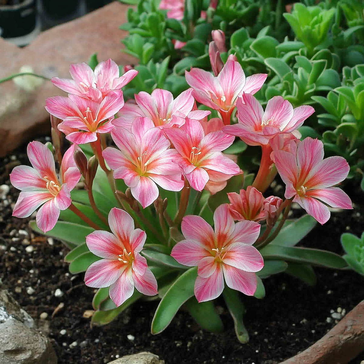 Rock Flower - 6 pcs. - Lewisia cotyledon - Height 10-20cm - ⌀10cm